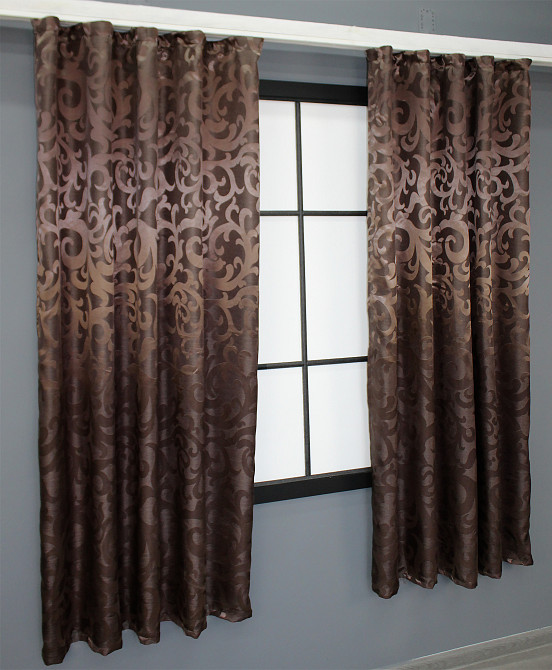Комплект коротких штор VR-Textil Жакард Вензель №092ш Коричневий 130х170 см 2 шт (35-0018) Київ - фото 4