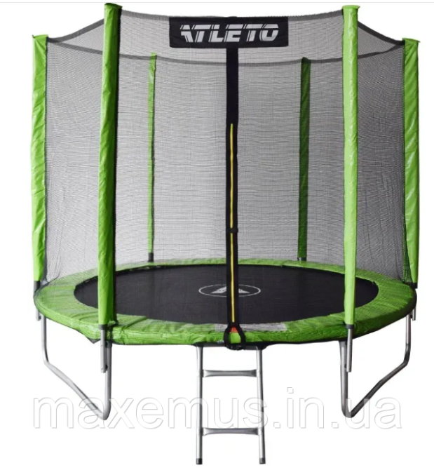 Батут Atleto 252 см (8 ft) с защитной сеткой и лестницей детский садовый батут зеленый Premium Мостиска - изображение 1