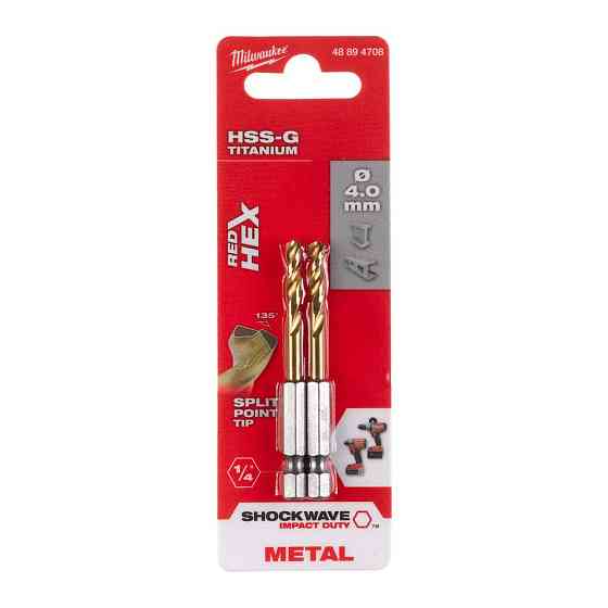 Свердло по металу RedHEX HSS-G TiN MILWAUKEE, діаметр 4,0 мм, (2шт) Одесса
