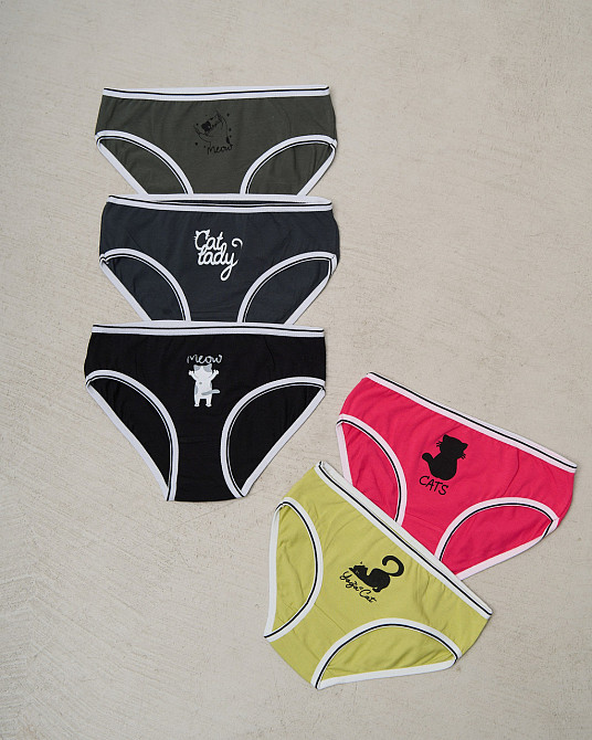 Детские трусики для девочки цветной микс с котиками (5шт в уп) Nicoletta 140712 Киев - изображение 1
