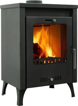 Піч-камін на дровах Hosseven 5010 OLYMPUS сталева буржуйка з чавунною топкою 7.5 кВт до 60 м2 верхній димохід Туреччина Київ