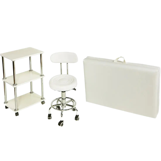 Косметологическая кушетка с тележкой и стульчиком со спинкой (комплект) Киев