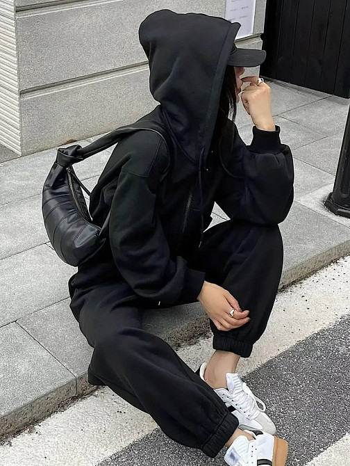 Жіночий теплий базовий костюм двійка: зіп худі+джогери трьохнитка на флісі Одеса - фото 5