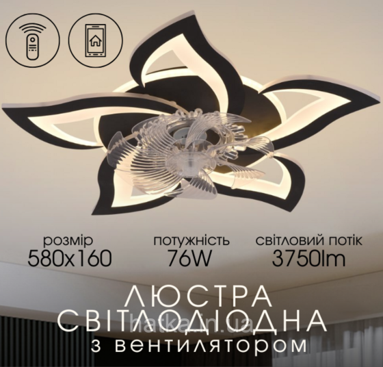 Потолочный светильник-вентилятор YZD5005-Fan (Черный) Киев