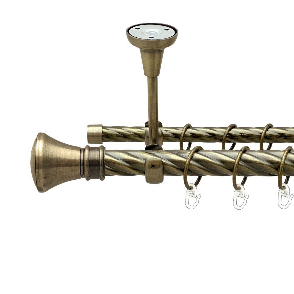 Карниз Orvit Люксор металевий дворядний відкритий до стелі скручена труба кільце металеве Антик 25\16 мм 200 Львов - изображение 1