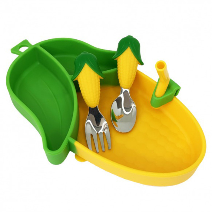 Силіконова тарілка з приладами "Кукурудза" MGZ-0124 Вінниця - фото 1