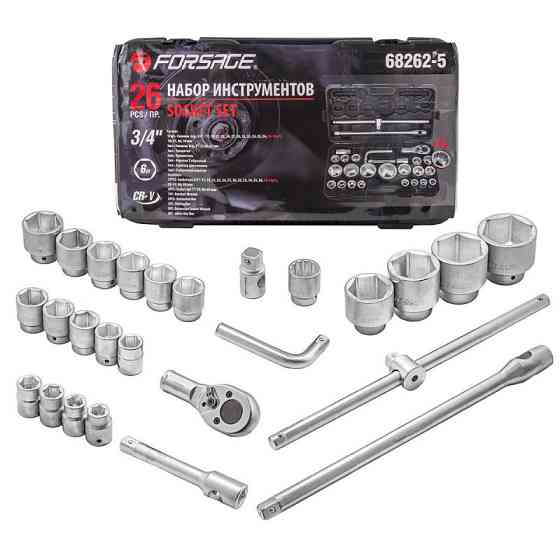 Набір інструментів 26 предметів, 3/4'' 1''(6гр.)(17,19,21,22,24,27,30,32,33,34,35,36,36-12гр,38,41, 46,50 мм, 1'': 55,60 Одеса