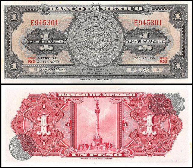Мексика/Mexico 1 Peso 1969 Pick 59k UNC Полтава - фото 1