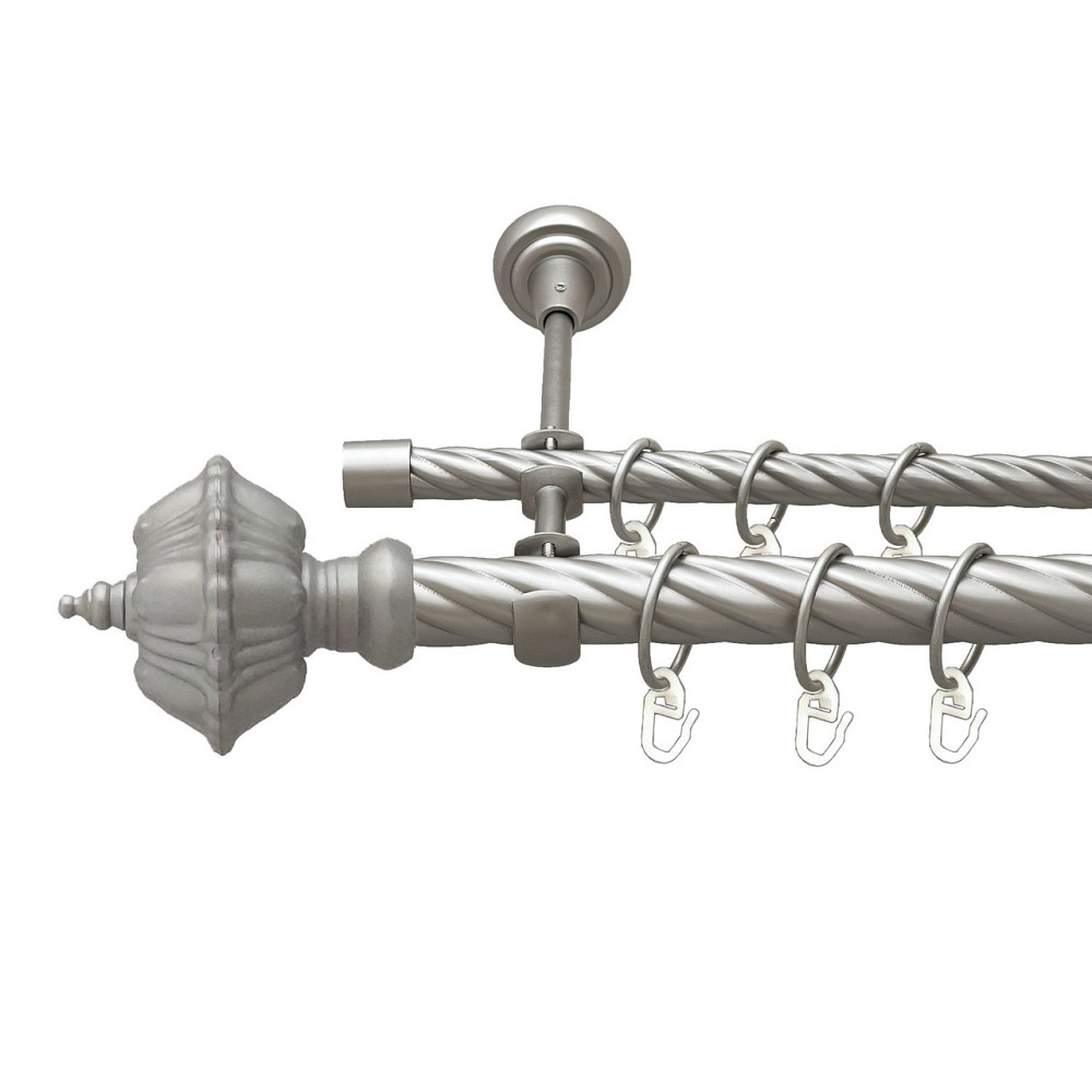 Карниз Orvit Шато металевий дворядний відкритий скручена труба кільце металеве Сатин 25\16 мм 200 см Львов - изображение 1