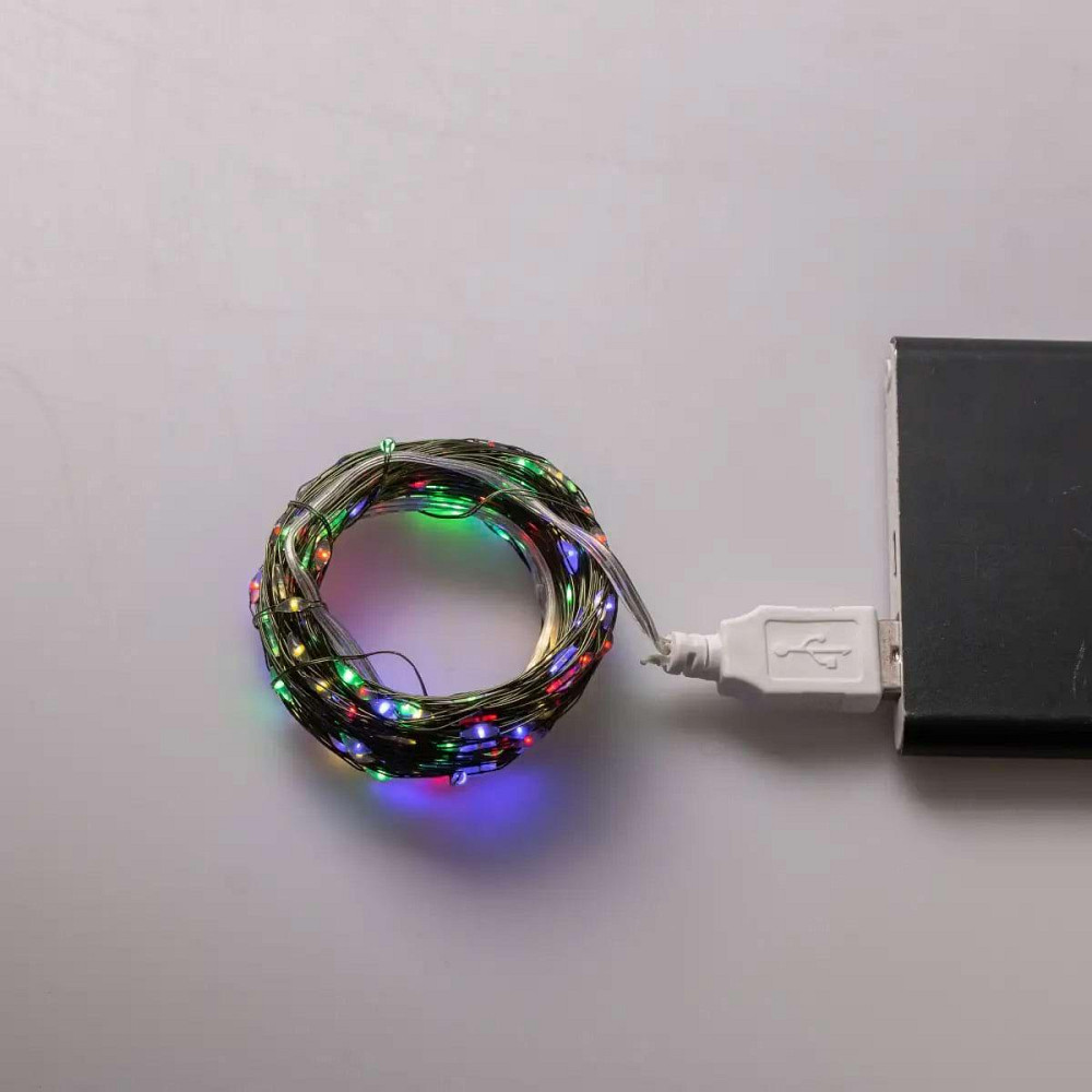 Гирлянда роса 20 метров USB на 200 led светодиодов капля зеленый провод мультиколор USB200L20MGML Киев - изображение 7