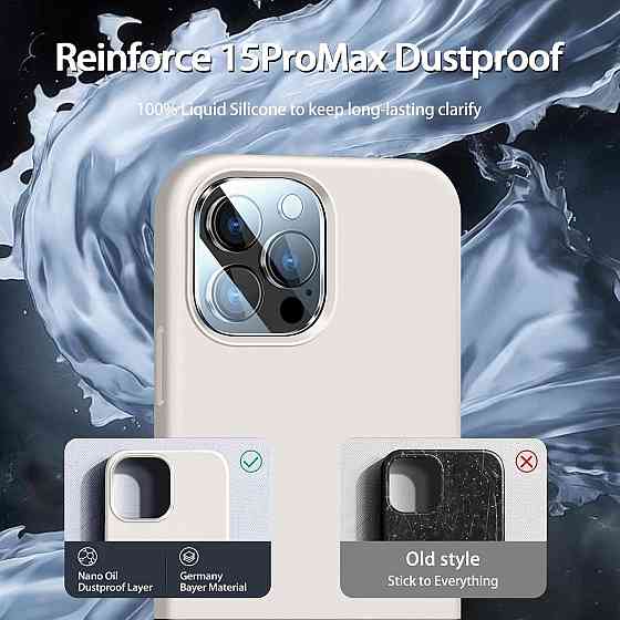 Чехол 5 в 1 для iPhone 15 Pro Max жидкий силикон 2 защитных стекла 2 накладки на камеру микрофибра тонкий Киев