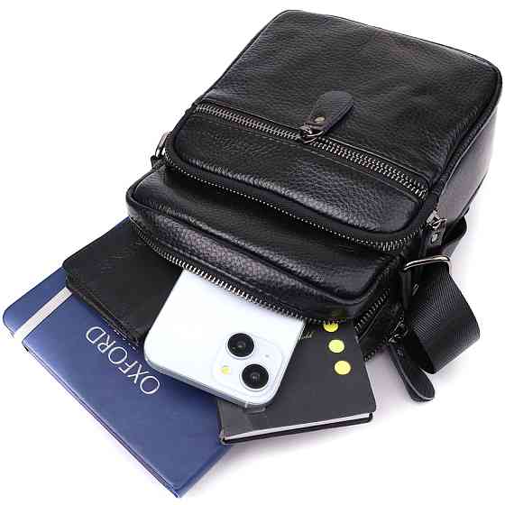 Чоловічі сумки на плече з натуральної шкіри Чорний (Vintage) Київ