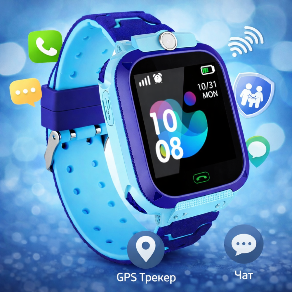 Детские смарт-часы Atrix Smart Watch D200 с термометром, GPS-трекером и функцией прослушки Blue Киев - изображение 2
