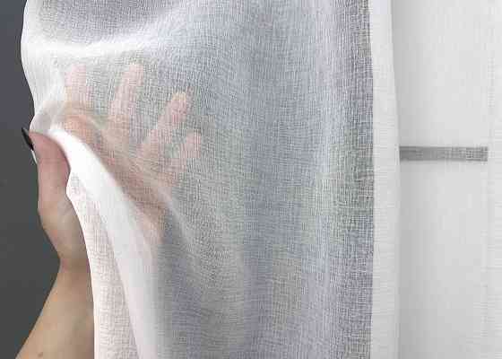 Кухонна арка VR-Textil № 000к мікро-льон з бахромою білий з молочним і бежевим 270х155 см (51-253) Київ