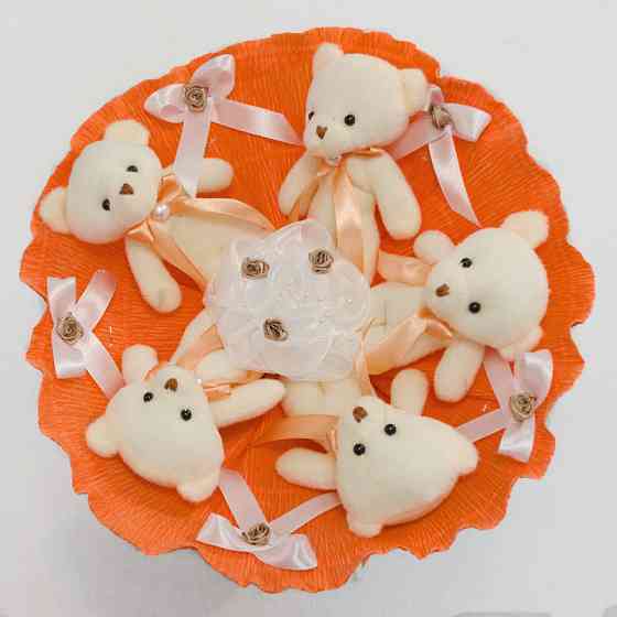 Букет из игрушек Мишки оранжевый 5345IT с 5ю игрушками Винница