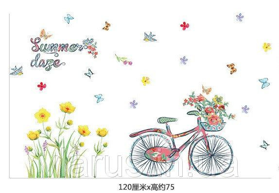 Декоративна наклейка на стіну Квіти та велосипед Київ - фото 5