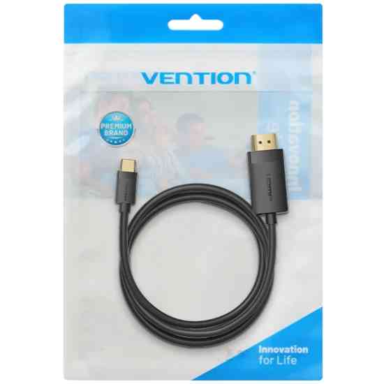 Кабель USB 2.0 Type-C M - HDMI M, 2.0m  4K 60 Гц PVC Black Vention Винница