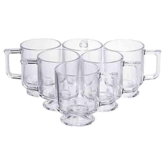 Набор чашек 6 шт для чая и кофе Goblet по 300 (мл) кружки стеклянные Прозрачный HP-19-L6 SBR Киев