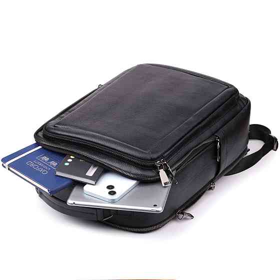 Багатофункціональний рюкзак для чоловіків з натуральної шкіри Vintage 23044 Чорний Київ