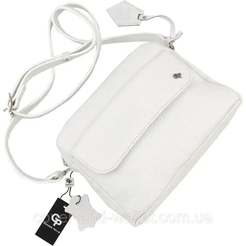Модная женская сумка-кроссбоди белого цвета из натуральной кожи высокого качества Grande Pelle 755702 Киев - изображение 4