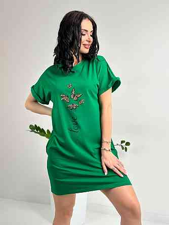 Літня сукня міні з принтом "Glide" оптом та по дропшипінгу | Норма і батал Зелений, 50-52 Київ