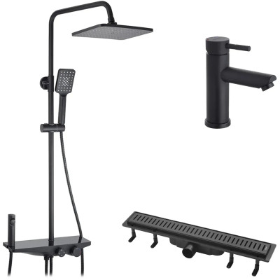 Душевой гарнитур Kroner Armada-SCH066 + змішувач Edelstahl Klassisch-SCH010 + трап лінійний Harz SCH60 Sektion Schwarz (CVS30169) Винница - изображение 1