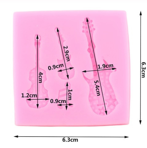 Молд силиконовый Музыкальные инструменты 63 на 63 мм розовый Киев - изображение 2