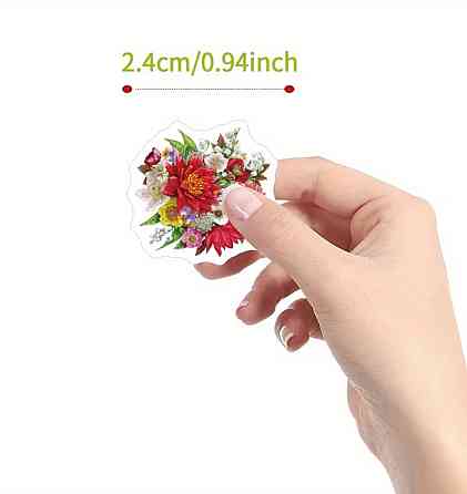 Наклейки цветы рулон 500 шт 10 дизайнов декоративные стикеры цветы для упаковки подарков скрапбукинга и декора 2.4 см Киев