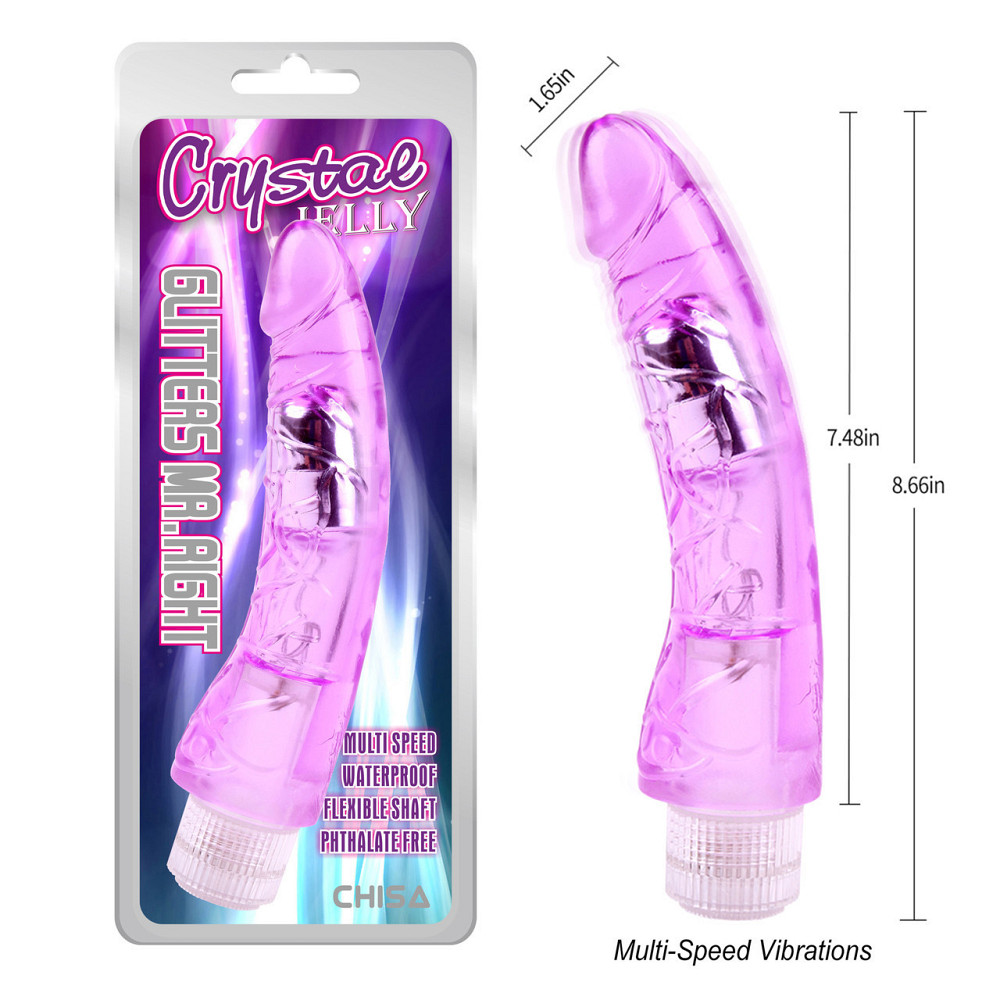 Вибромассажер реалистик Chisa Crystal Jellie с ребристой структурой, фиолетовый Sex Aura Киев - изображение 8