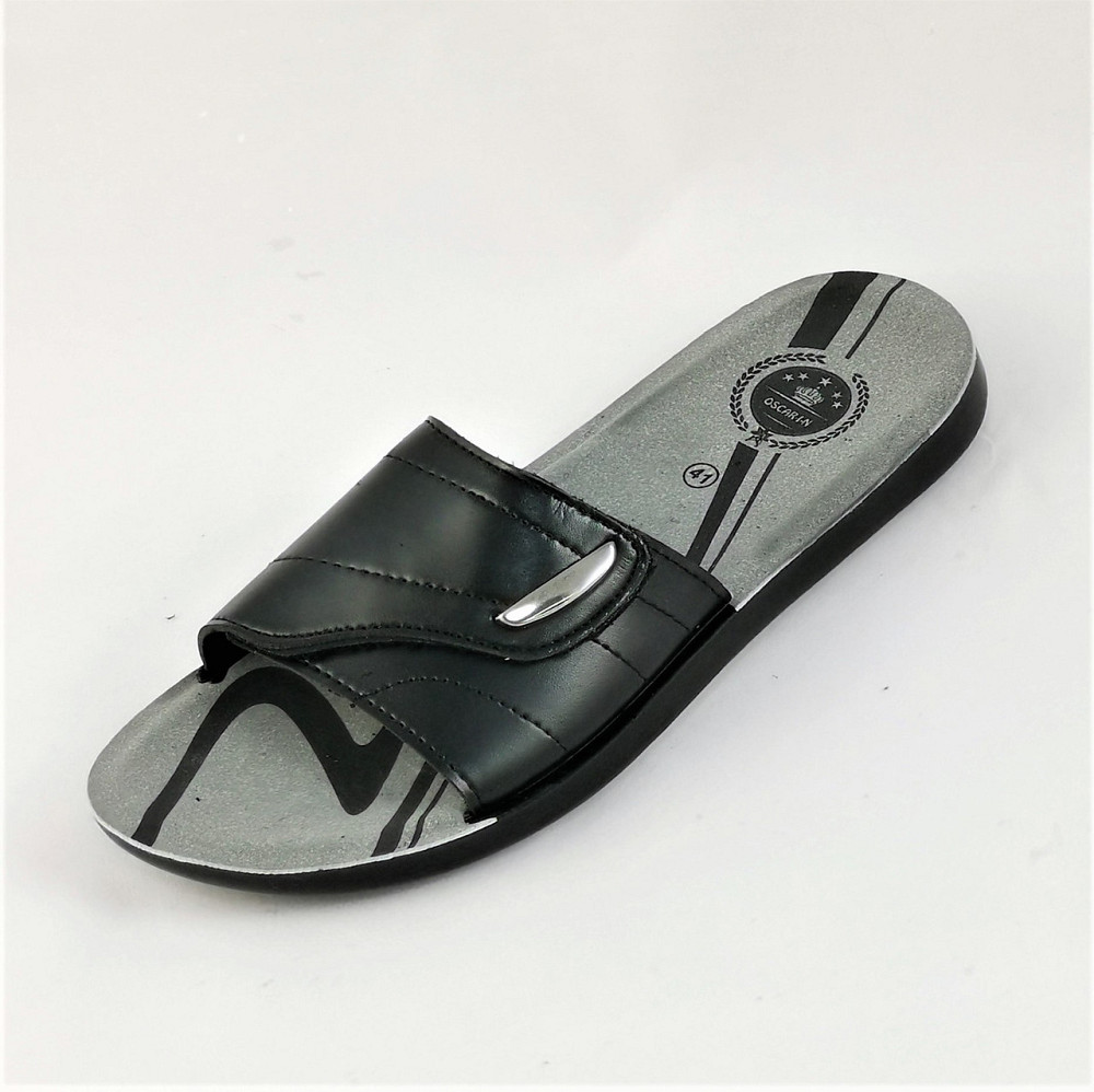 Мужские Шлёпанцы Тапочки Кожаные Черные Сланцы на Липучке (размеры: 41,42,43,44,45,46) Днепр - изображение 7