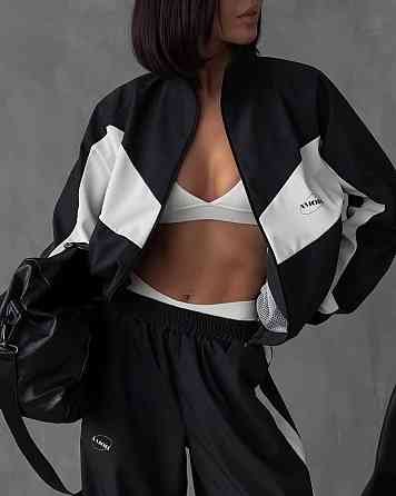 Жіночий стильний костюм оверсайз — двійка плащівка Еммі + підкладка спорт Чорний, 46/48 Одеса