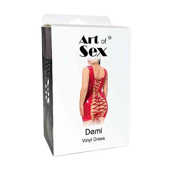 Лакированное платье на шнуровке Art of Sex - Demi, цвет черный с эффектом голограммы, XS-M Sex Aura Киев