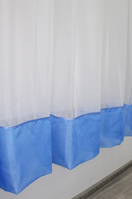 Кухонная занавеска VR-Textil № 047к голубой с белым 280х170 см (50-785) Киев - изображение 4