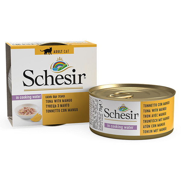 Schesir Tuna with Mango ШЕЗІР ТУНЕЦЬ З МАНГО в бульйоні натуральні консерви для котів, вологий корм, банка 75г Київ - фото 1