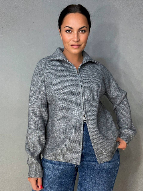 Кардиган жіночий A-N 1899 светр на блискавці в’язаний сірий, сірий, one size Київ - фото 14