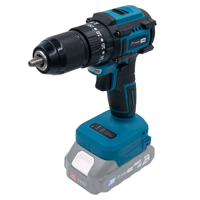 Мощный аккумуляторный шуруповерт PROFI-TEC PCD5220BL POWERLine: с АКБ 2шт-20V 2.0 Ah, 52 Нм, набор головок Киев - изображение 2
