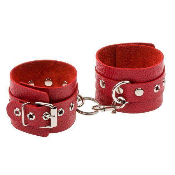 Наручники Leather Double Fix Hand Cuffs, Red Sex Aura Київ - фото 1