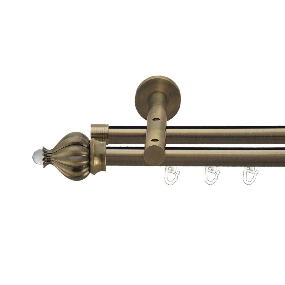 Карниз Orvit Таджа-Кристал металевий дворядний реверсивний профільна труба  Антик 19\19 мм 200 см (7219411) Львів - фото 1