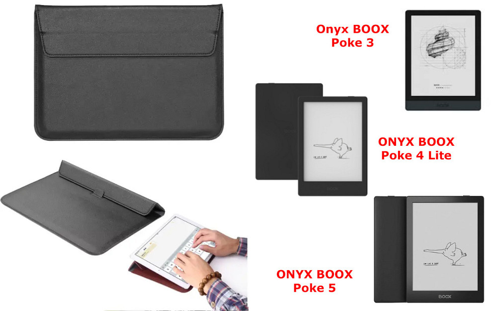 Чехол-конверт VitoCase для Onyx BOOX Poke 3, Poke 4 Lite, Poke 5, с функцией подставки для книги Черный Киев - изображение 1