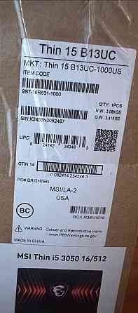 Ноутбук Игровой: MSI Thin 15 ( i5 -3050. 16/512Gb.) Киев
