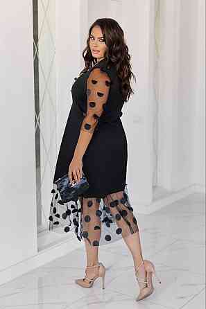 Жіноча святкова сукня батал італійський трикотаж + євросітка з 3Д-кружками 56/58 Одеса