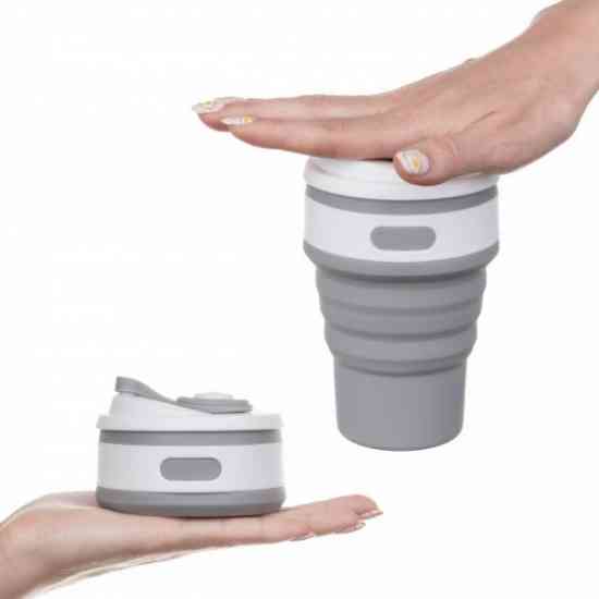 Складна силіконова чашка Collapsible 350 мл Сіро-блакитний Вінниця