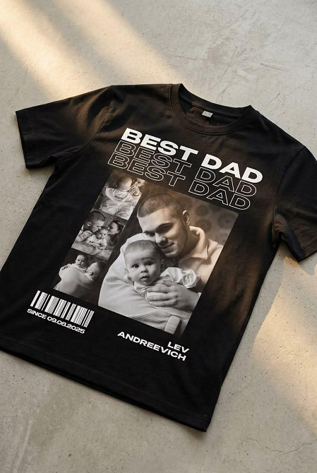 Футболка BEST DAD с фото – персонализированный принт для папы XXL, Черный Черновцы - изображение 1