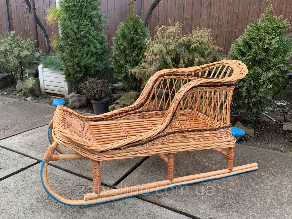 Плетеные санки из лозы на новый год, с пластмассовым низом Киев - изображение 3