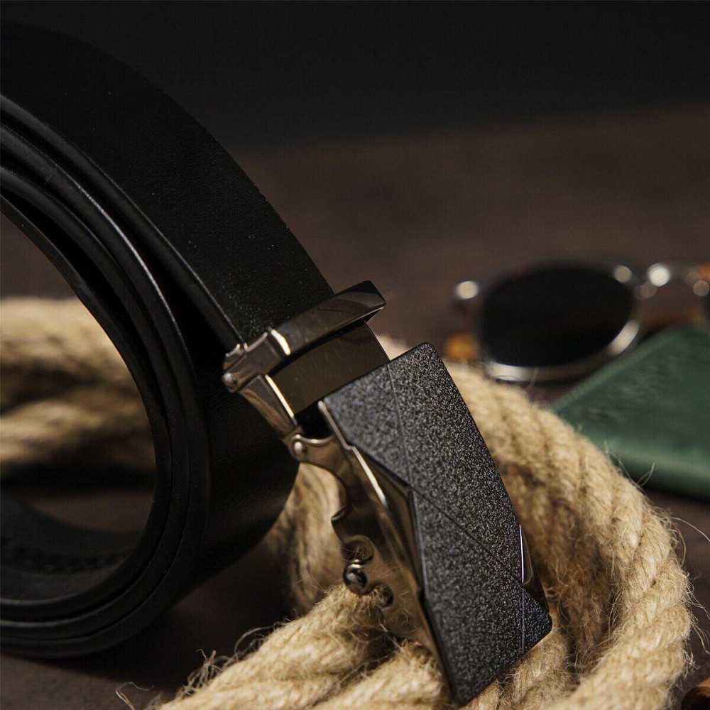 Ремень мужской с пряжкой автомат матовой Vintage 20321 Черный Киев - изображение 8