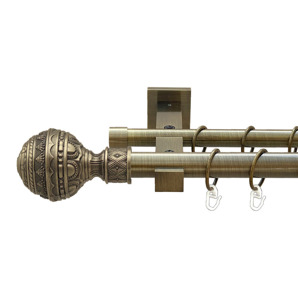 Карниз Orvit Арабеска металевий дворядний техно гладка труба кільце металеве Антик 25\19 мм 300 см Львов - изображение 1