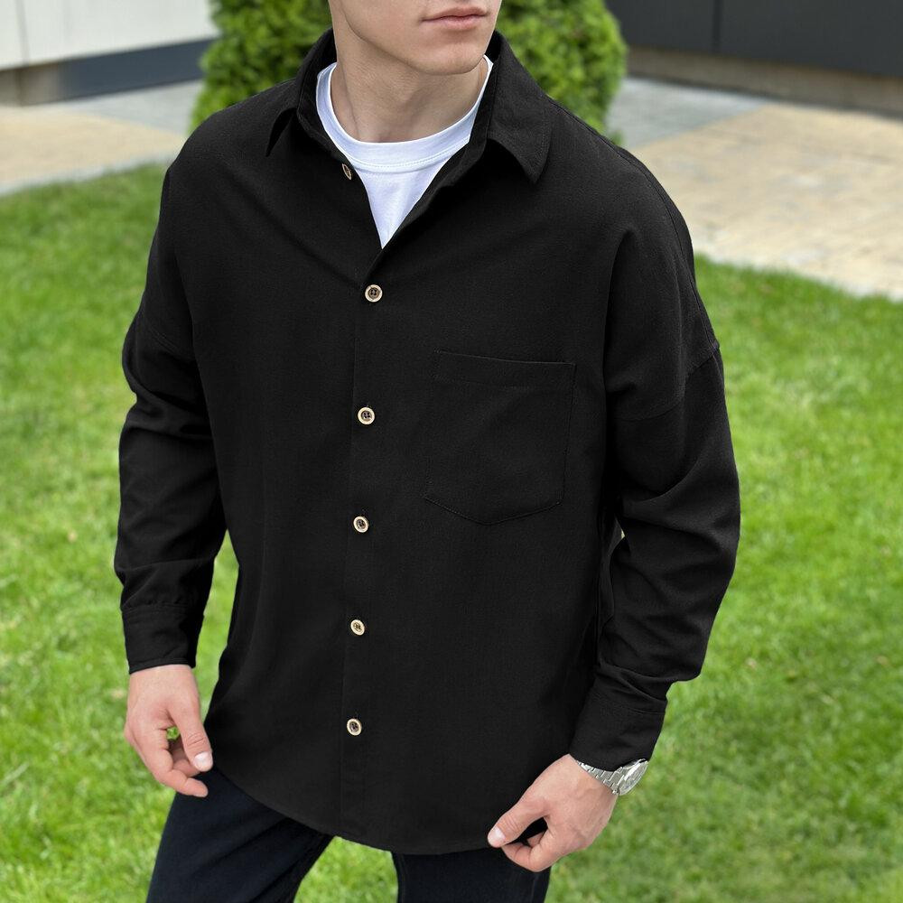 Чоловіча чорна сорочка з довгим рукавом Pobedov Founder Київ - фото 6