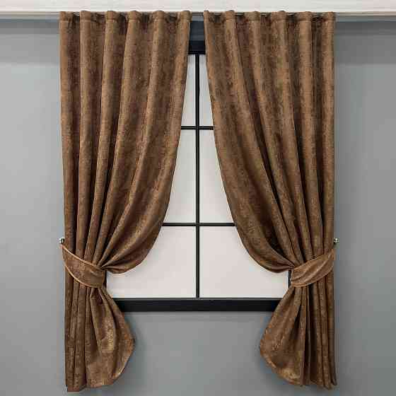 Комплект коротких штор VR-Textil Жакард Sultan XO № 1827ш Коричневий 130х170 см 2 шт (35-0425) Київ