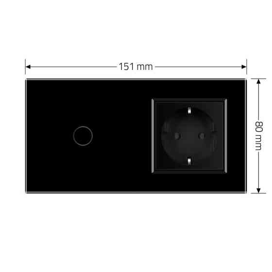 Розумний сенсорний EC вимикач 1 сенсор 1 розетка LIVOLO чорний матове скло Коломия
