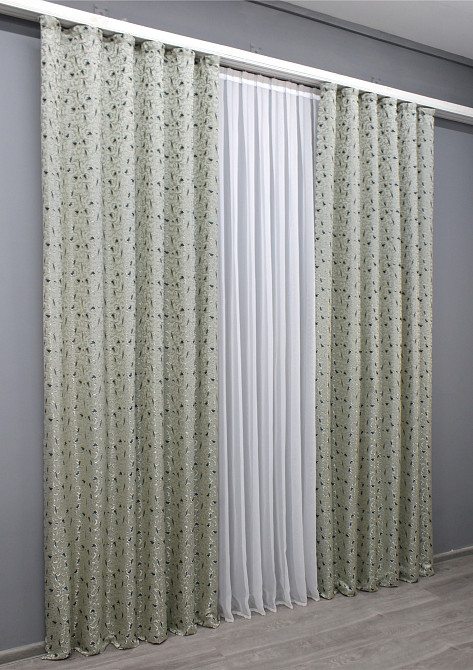 Комплект готових штор VR-Textil Жакард № 1586ш Сатин 140х270 см 2 шт (33-0454) Киев - изображение 4